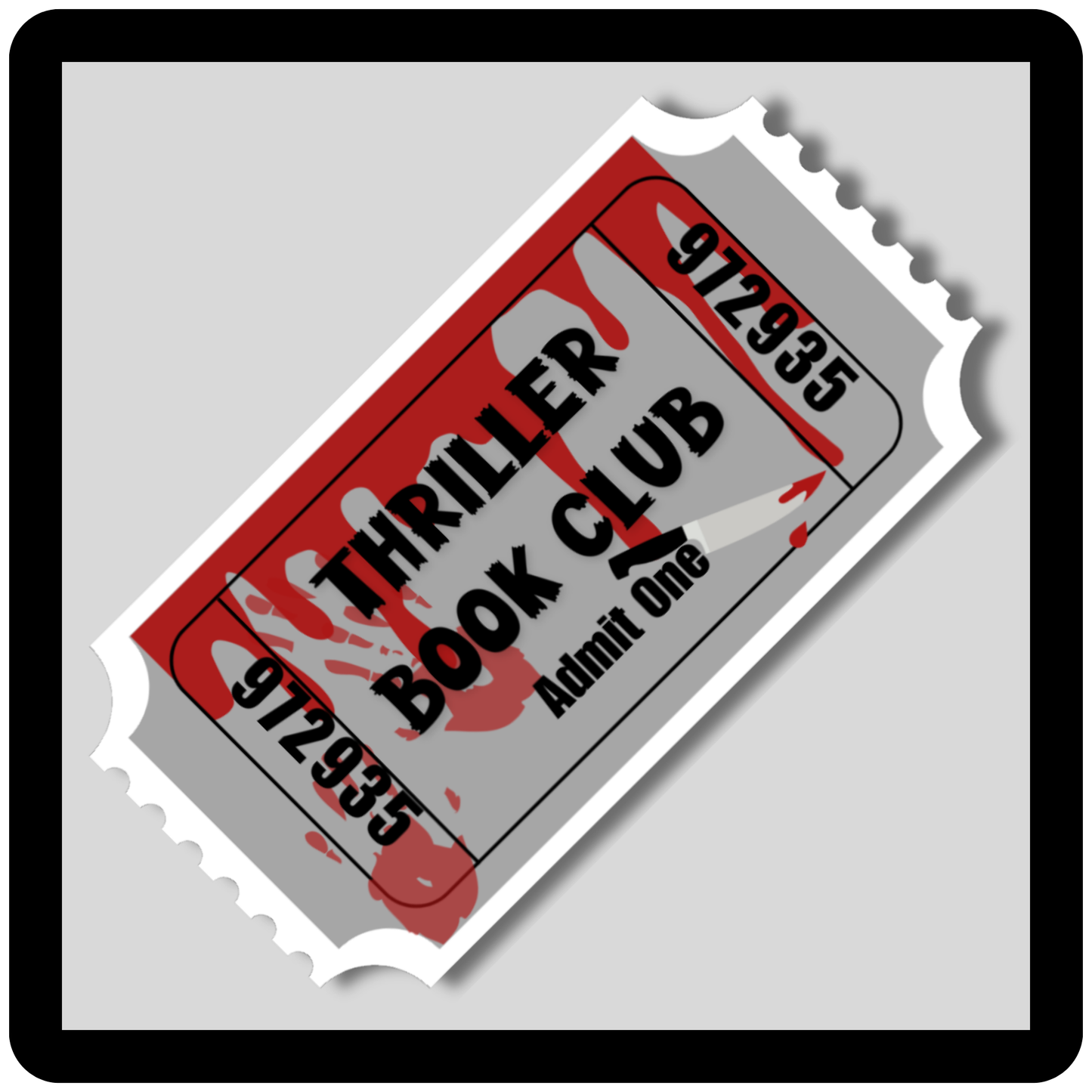 Thriller Book Club Admit One Ticket (Grey) Sticker