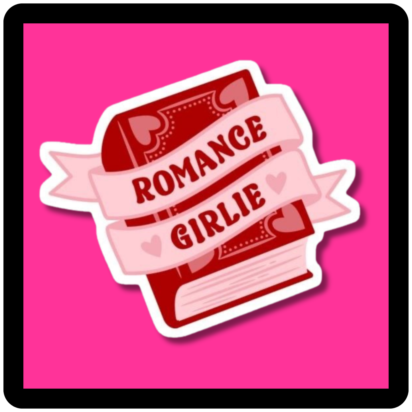 Romance Girlie Book w/ Banner (red/pink) Sticker