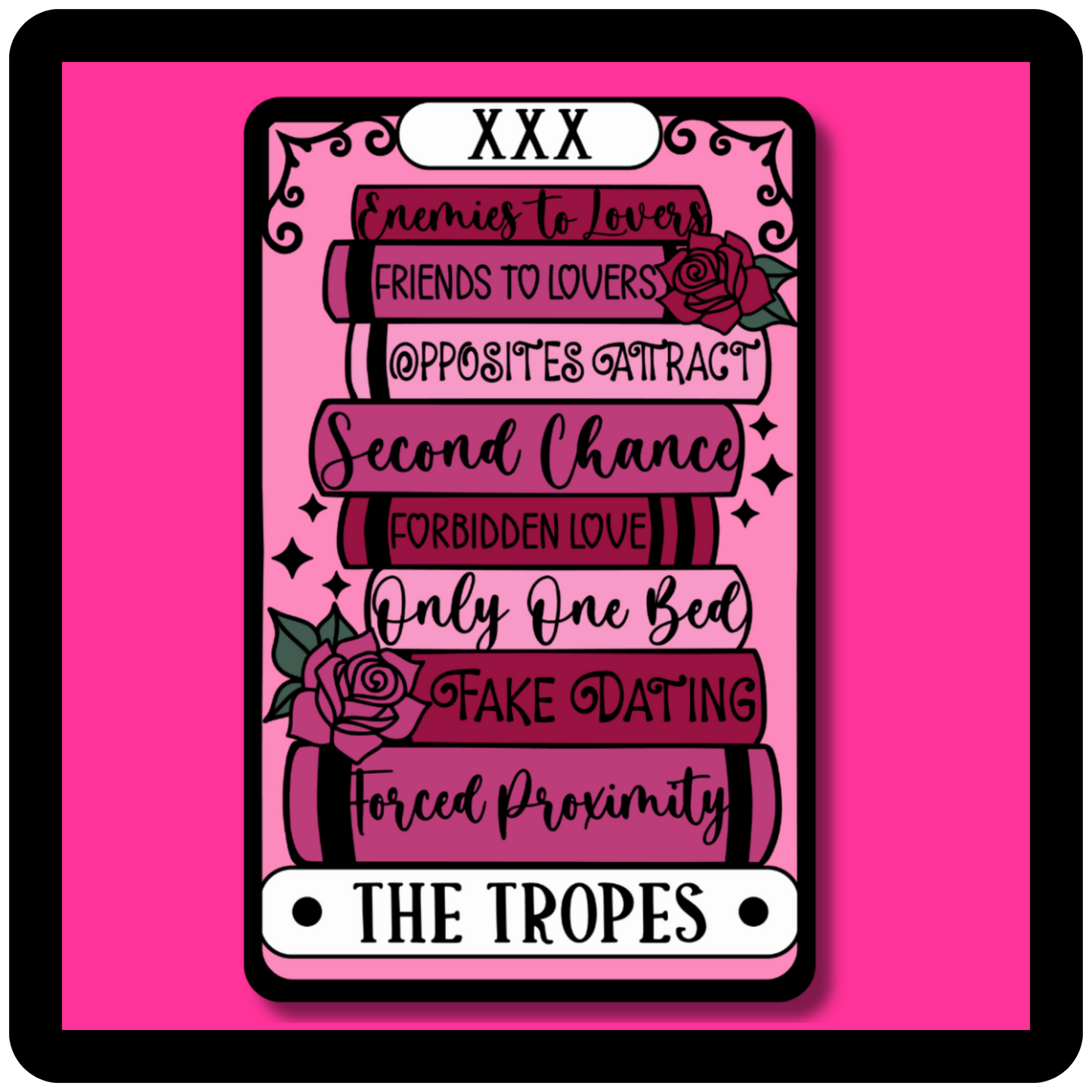 The Tropes Romance Tarot Card (pinks/reds) Sticker