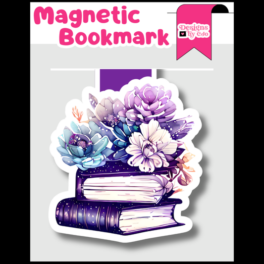 BookStack w/ Purple Floral Magnetic Bookmark