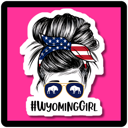 #WyomingGirl Messy Bun Sticker