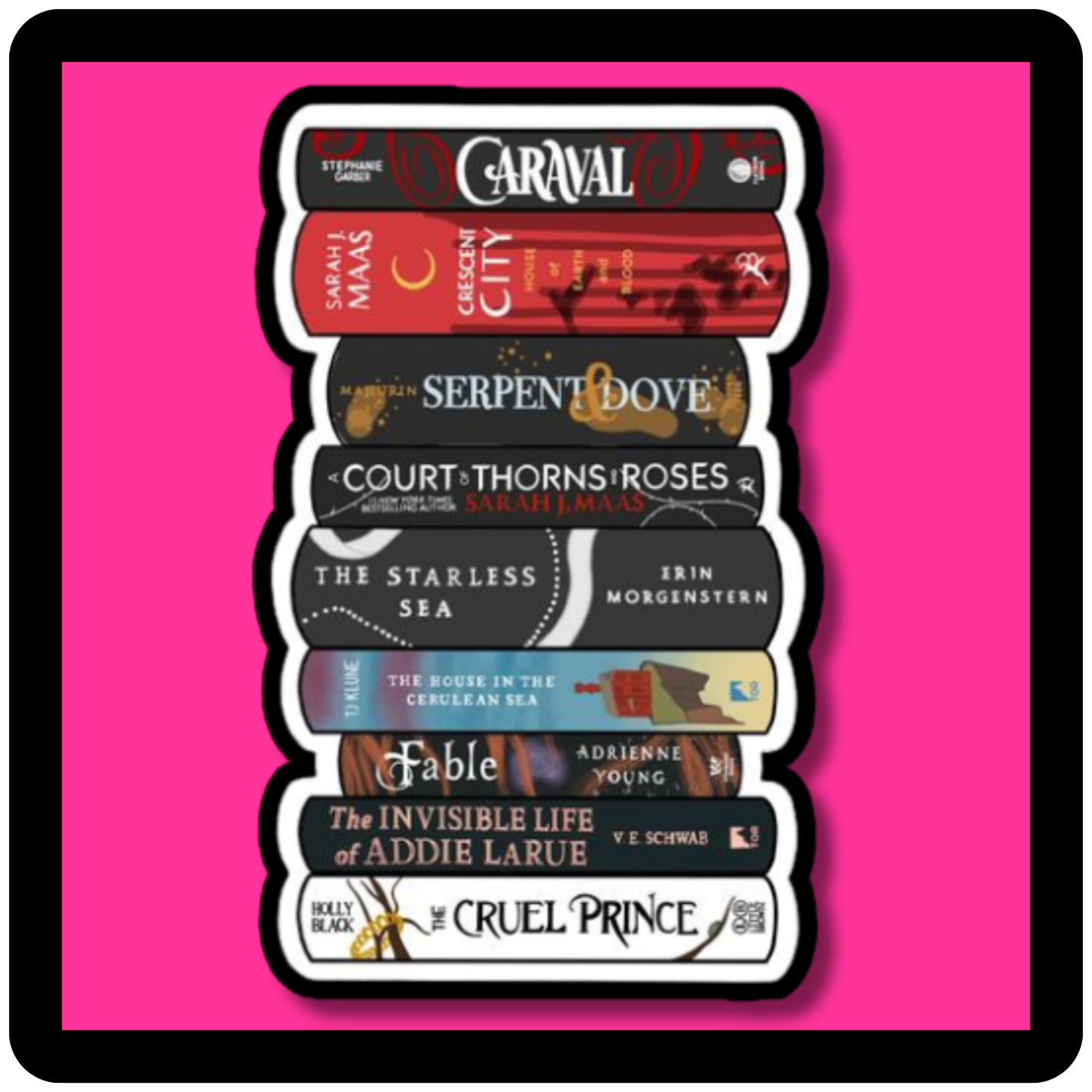 Fantasy Book Titles Book Stack Sticker