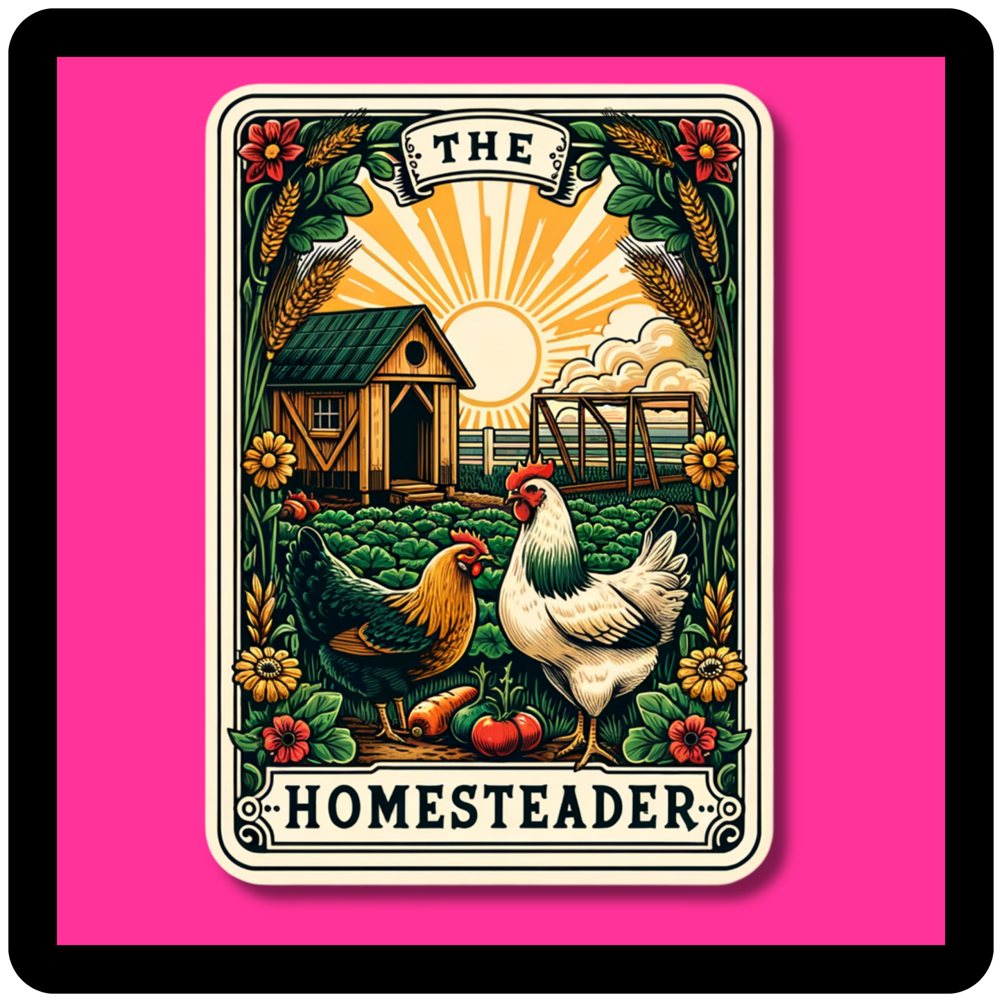 The Homesteader (chicken) Tarot Card Sticker